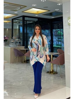 Büyük Beden Beli Lastk Detaylı Ve Çift Cepli Pantolon Saks