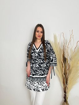 Büyük Beden Empirme Siyah Bluz