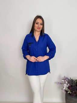 Büyük Beden Gizli Cep Detaylı Gömlek Saks