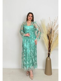 Kadın Kimono Ve Elbiseli Abiye Li Takım Yeşil