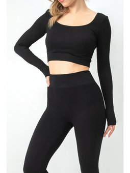 Seamless Straplez Uzun Kollu Fitilli Büstiyer Siyah Melanj