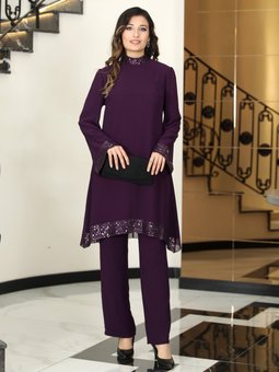 Umay Şifon Mürdüm Abiye Takım