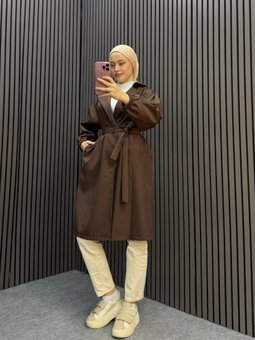 Kahverengi Belinay Kahve Trençkot