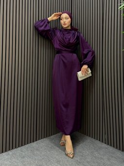 Mor Degaje Abiye Elbise