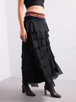 Siyah Uzun İtalyan Beden İnce Gösteren Yarım Kol Kat İpek Straplez Elbise Etek