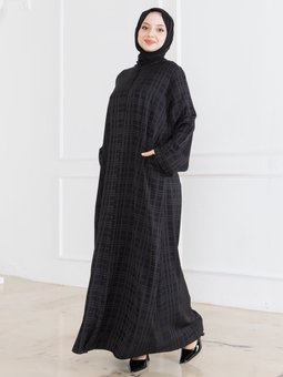 Dubai İpeği Dokuma Siyah Ferace