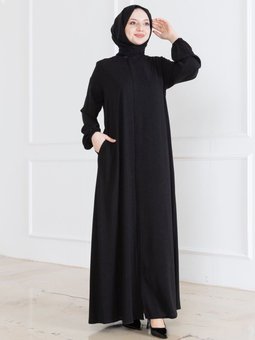 Klasik Keten Lastik Kol Siyah Ferace