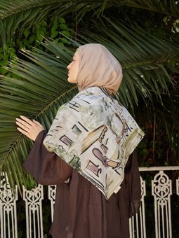 Amelie Desen Pamuk Vual Haki Eşarp