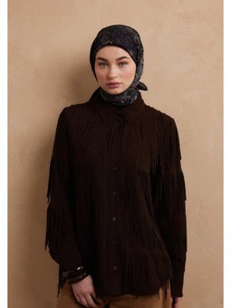 Eliza Desen Pamuk İpek Siyah Eşarp