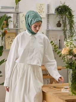 Eloıse Desen Pamuk İpek Eşarp Deniz Köpüğü