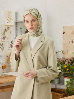 Elora Desen Pamuk İpek Yeşil Eşarp