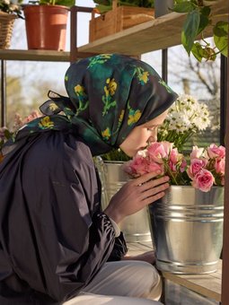 Ezra Desen Pamuk İpek Eşarp Zümrüt