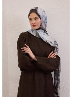 Gardenıa Desen Rami Soft Mavi Şal