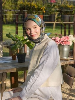 Hazel Desen Pamuk İpek Yeşil Eşarp