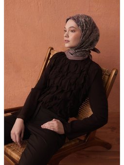 Hesperıa Desen Pamuk İpek Eşarp Gülkurusu