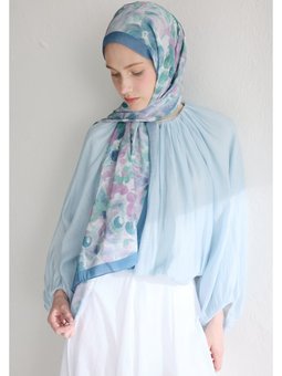 Hıbıscus Beauty Floş Viskon Mavi Şal