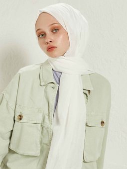 İnce Pamuk Vual Beyaz Şal