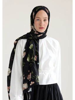 Love Garden Floş Viskon Siyah Şal