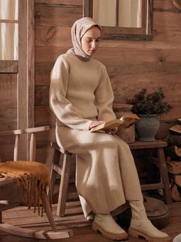 Luna Desen Pamuk İpek Pudra Eşarp