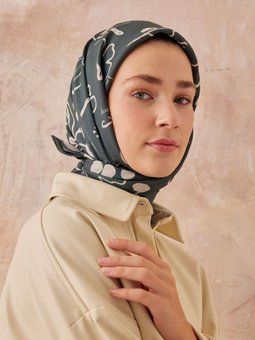 Luna Desen Pamuk İpek Yeşil Eşarp