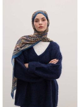 Nordıc Paısley Desen Mavi Şal