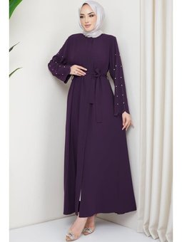 Kolu Taşlı Gizli Patlı Mürdüm Ferace