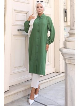 Yazlık Uzun Pamuklu Haki Tunik