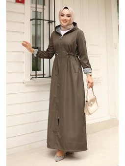 Kapüşonlu Fermuarlı Bondit Kap