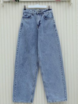 Buz Mavi Cepli Bol Paça Fermuarlı Kot Pantolon