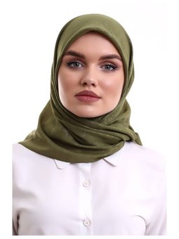 Koyu Yeşil Kofra Desenli Baş Örtü