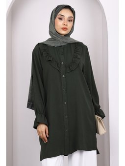 Haki Önü Fırfırlı Ayrobin Tunik