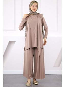 Vizon Ön Detaylı Sandy Tunik Pantolon Takım