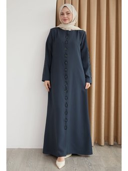 Damla Taş Desenli Antrasit Ferace