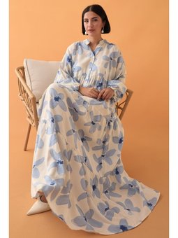 Kardelen Çiçeği Mavi Mango Elbise