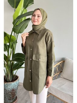 Oversize Gabardin Haki Ceket