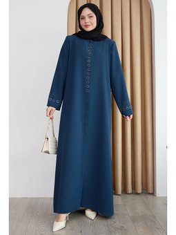 Papatya Taşlı İndigo Ferace