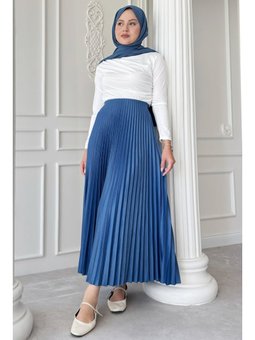 Piliseli Saks Mavisi Etek