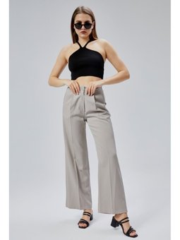 Beli Lastikli Yazlık Gri Pantolon