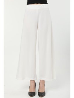 Büyük Beden Krep Bol Paça Arıkan Pantolon Beyaz