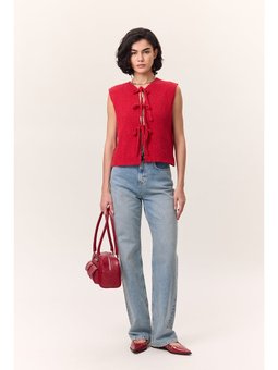 Bağcıklı Triko Kırmızı Yelek