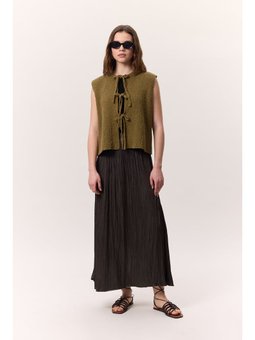 Bağcıklı Triko Yeşil Yelek