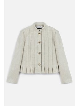 Dokulu Düğmeli Bej Ceket