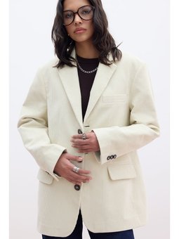 Fitilli Kadife Blazer Vanilya Ceket