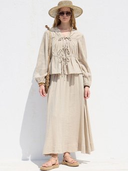 Geniş Kesim Müslin Etek Kum