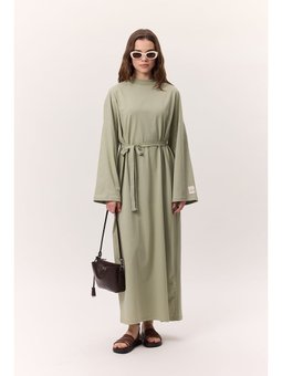 Oversıze Uzun Rahat Elbise Çağla Yeşil Elbisei
