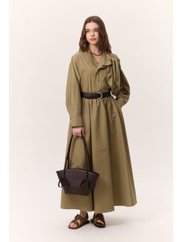 Volanlı Premıum Haki Etek