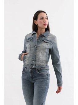 Düğmeli Likralı Jean Mavi Ceket