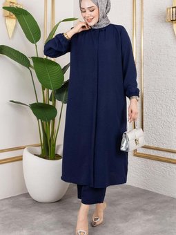 Lacivert Uzun Tunikli Aerobin İkili Takım