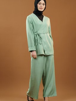 Mint Bağlamalı Kimono İkili Takım