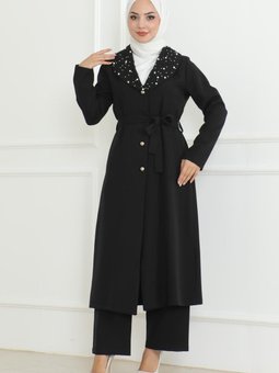 Siyah İnci Detaylı İkili Takım